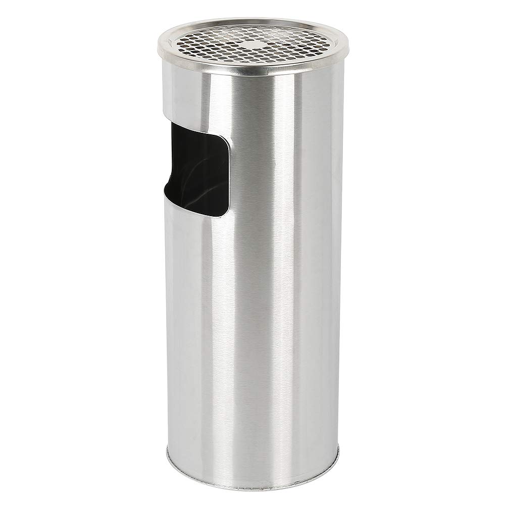 Bacs à déchets de jardin 30L,Cendrier Vertical,Cendrier avec Seau Intérieur,pour Extérieuret Intérieur, Jardin et Hôtel,Bâtiments de Bureau-25 * 25 * 60cm-Argent-1PC