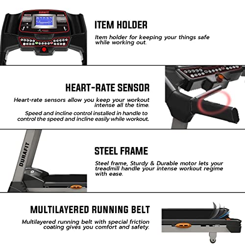 Image of Durafit Rigor 6 HP Peak DC Motor Treadmill Auto Incline Max Speed 22 Km /Hr Max User Weight 150 Kg Free Installation Assistance