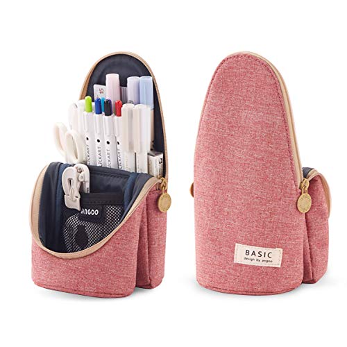 Preisvergleich Produktbild iSuperb Federmäppchen Teenager Mäppchen Studenten Handy Stehend Stiftetasche Grosse Stand Bleistift Beutel Schulmäppchen Schuletui Mädchen Standing Pencil Case (Rosa)