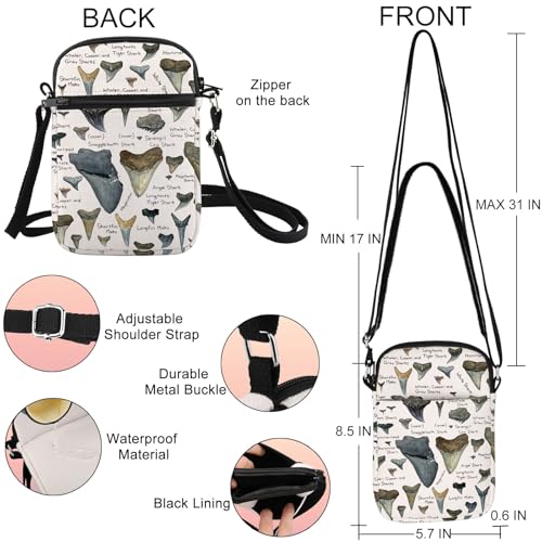 JNIAP Shark Teeth Crossbody Bag Shark Tooth Lover Gift Shark Teeth Hunting Gifts Shark Lover Crossbody Purse2