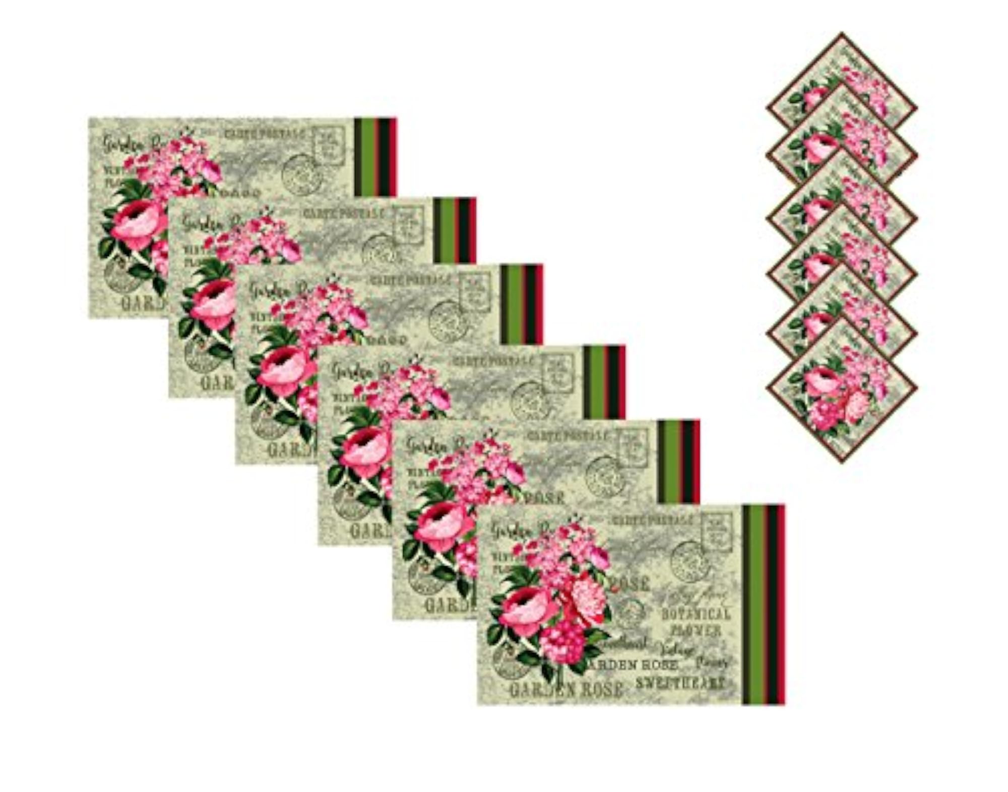 Plastic Dining Table Placemats with Coaster Set
