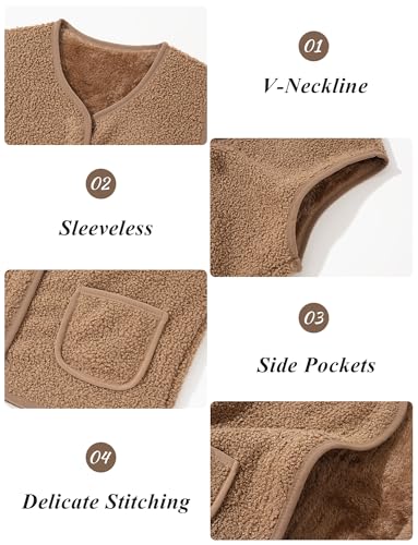 SEAUR Girls' Boys Sherpa Fleece Vest Outwear Lightweight Solid Color Cute Jacket with Pockets 1-12 Years4