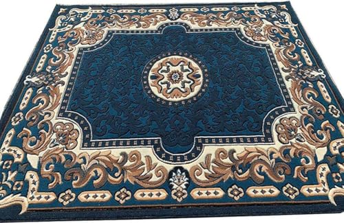 Image of Soft Premium Blue Carpet 6x8 ft - Washable, Anti-Skid, Fade-Resistant Acrylic Rug for Living Room, Hall, Bedroom, Modern Decor