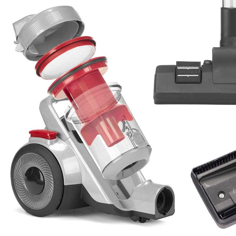 Aspirador Turbo 900W Potente y Robusto | Depósito 1500ml | Cable 4m | Rueda 360° | Diseño Moderno Gris y Rojo | Limpieza Rápida y Eficiente para el Hogar