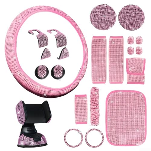 ZAMETTER Kit Intérieur de Voiture 21Pcs Ensembles d'Accessoires Intérieurs de Voiture Ultra Velours Diamant Kits de Décoration Intérieure de Véhicule avec...