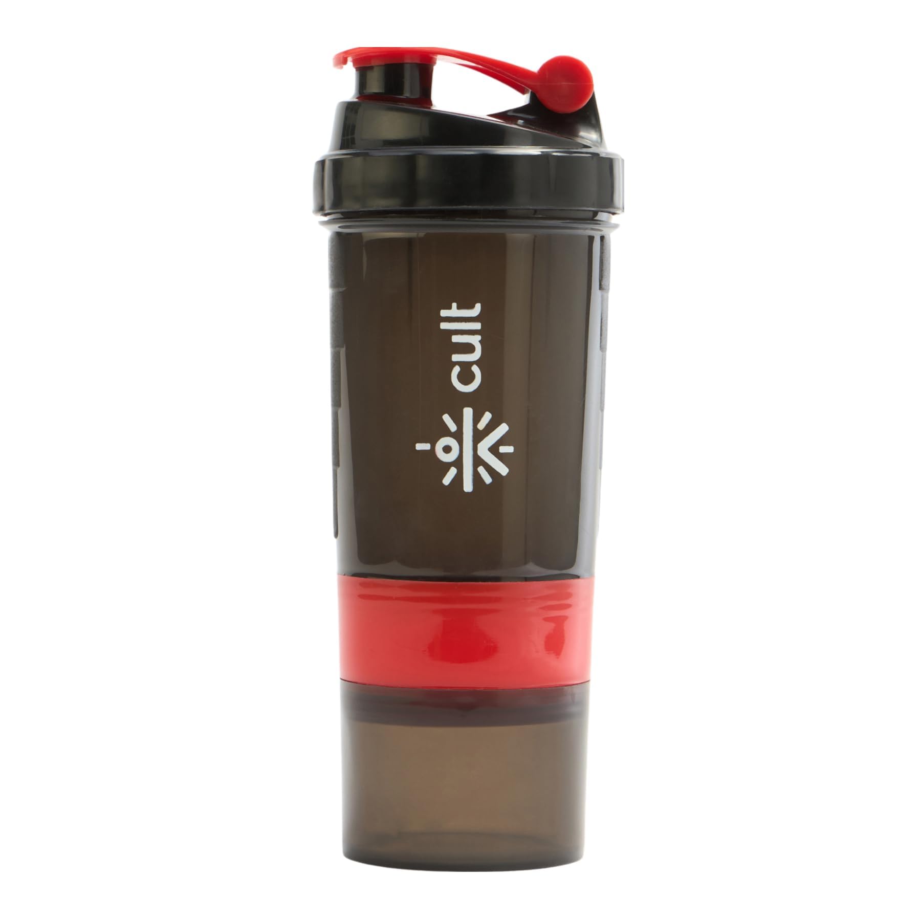 Cult Gym Spider Shaker Bottle | 550ml | 2 Storage Compartment | Protein Shaker For Workout | Men & Women | Black Red-image-24