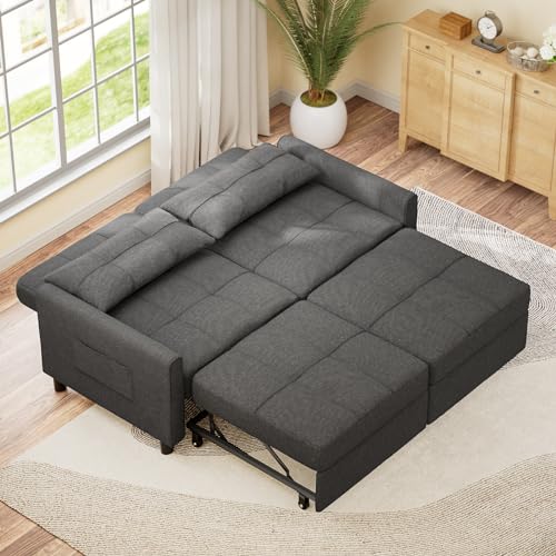 Aiho A-23 58 Inch Loveseat Sleeper Couch Bed, Pull Out Couch Bed With Individually Adjustable Backrest And Ottoman thumb #3