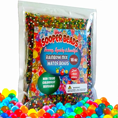SooperBeads Water Beads Rainbow Mix (1 Pound Bulk) 50000 Non-Toxic Water Growing Sensory Beads Toy for Kids Fine Motor Skills Development, Tactile Play, Spa Refill, DIY Stress Ball, Home Decor