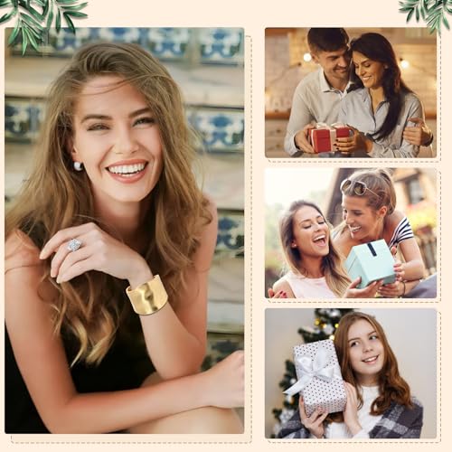 4PCS Cuff Bracelets for Women Open Hinged Bangle Hammered Chunky Cuff Bracelet Wrist Cuff Wrap Bangle Perfect Jewelry Gift3