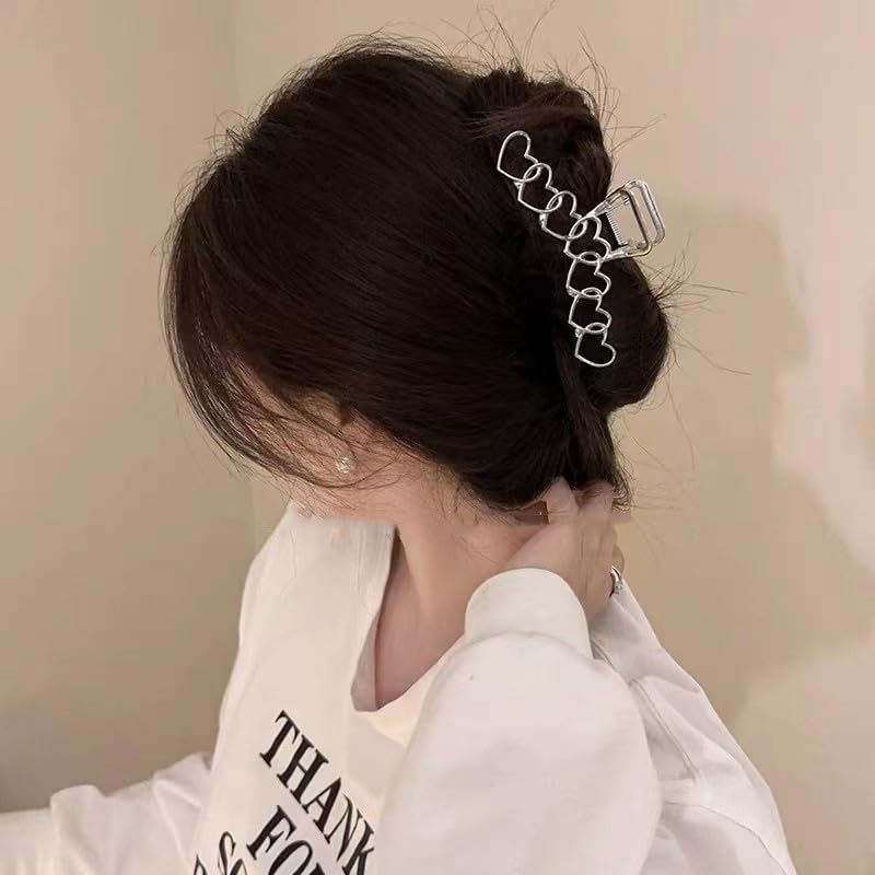 fdsmall Hair Claw Sliver Star Metal Hair Claw Clips for Thick Heavy Hair Strong Hold Claw Barrettes Star Designs Hair Barrettes Fashion Hair Accessories for Women Girls (Silver 02) - Image 2