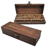 DIYOMR Vintage Letter Stamps Wood Rubber Stamps Italics Alphabet, 42Pcs Stamps Set with Old Red Vint
