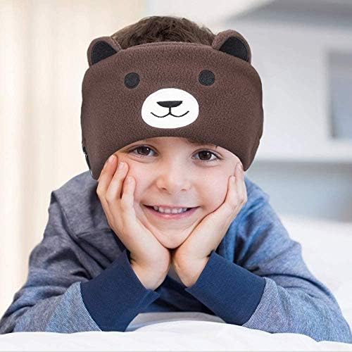 Laelr Kids Headband Headphones Soft Fleece Wireless Bluetooth Headband Headset with Built-in Microphone Voice Prompt Hi-Fi Stereo Super Bass Music Sleep Eye Mask for Travel and Sleeping