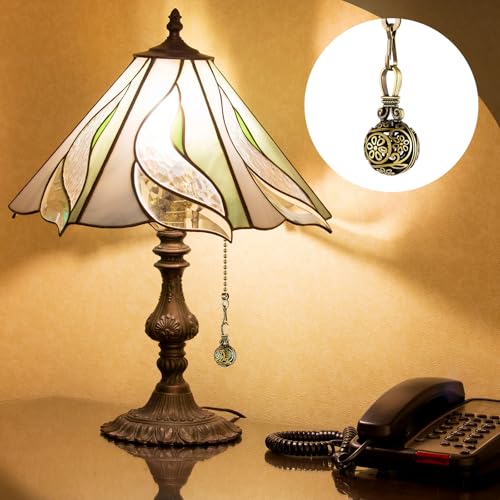 Image of Yaomiao 4 Pieces Ceiling Fan Pull Chain Vintage Hollow Fan Danglers Coppery Color Light Pull Extension 13 Inch Lamp Pulls Extender with Ball Connector Chain for Decoration(Brass)