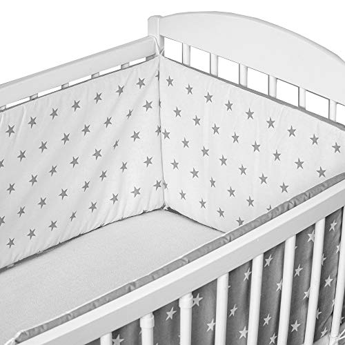 Bettumrandung Nestchen Babybett umrandungen - babybettumrandung Bettnestchen für Kinderbett 120x60 oder 140x70 Beistellbett Gitterbett Grau-Weiß Baumwolle