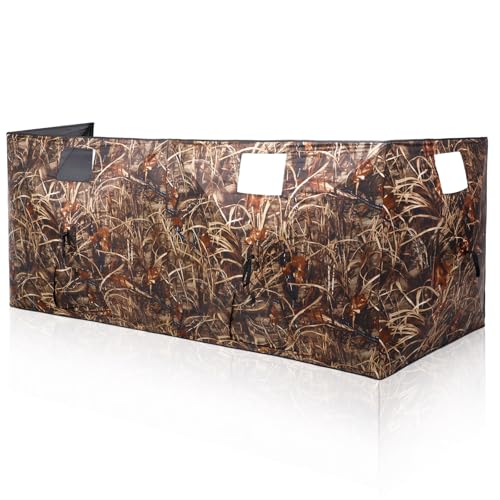 Chunm 4 Panel Hunting Blinds Duck Blinds Hunting Tents with Dog Door Waterfowl Shooting Camouflage for 3-4 People 102 x 46 x 40 Durable Field Duck Dove Bush Shooting Tent for Winter Outdoor