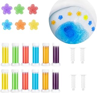 Toilet Gel Stamp,Toilet Bowl Fresh Gel Stamp,Toilet Bowl Cleaner Flower Scent Freshener for Inside Toilet,Toilet Refresh Flower Scent Gel,Includes Dispenser and Gel,12 Pack/144 Stamps