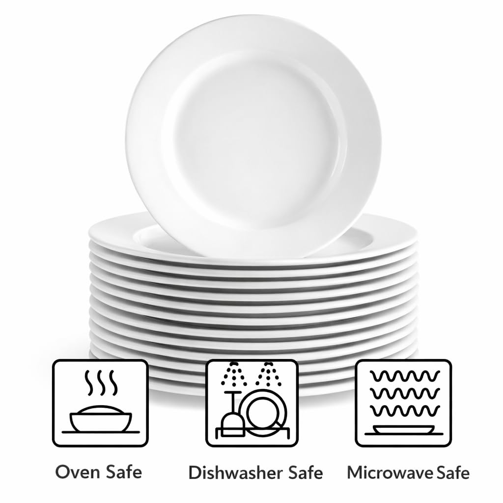 CAC China RCN-8 - Platos al por mayor de 24 unidades, porcelana, color blanco brillante