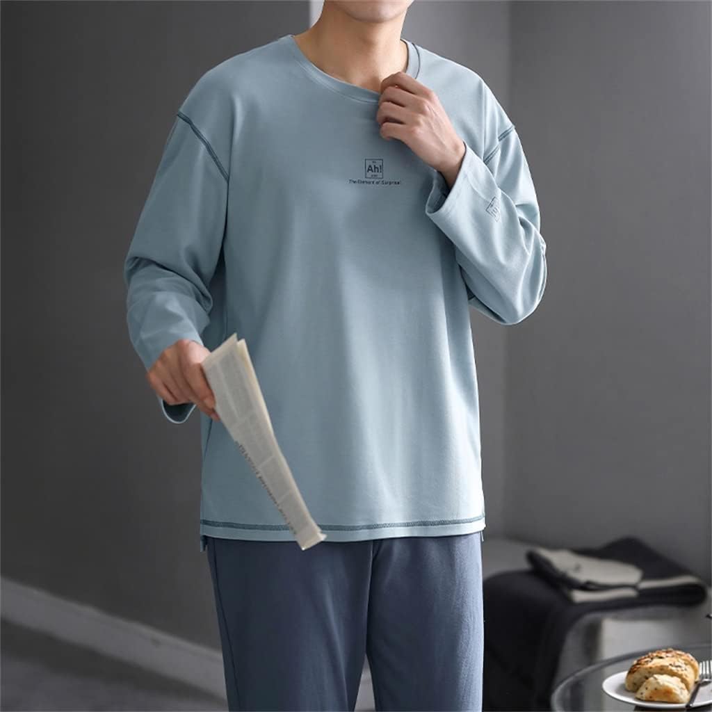 Pajamas Men's Spring and Autumn Models Cotton Long-Sleeved Loungewear and Thin SUITS