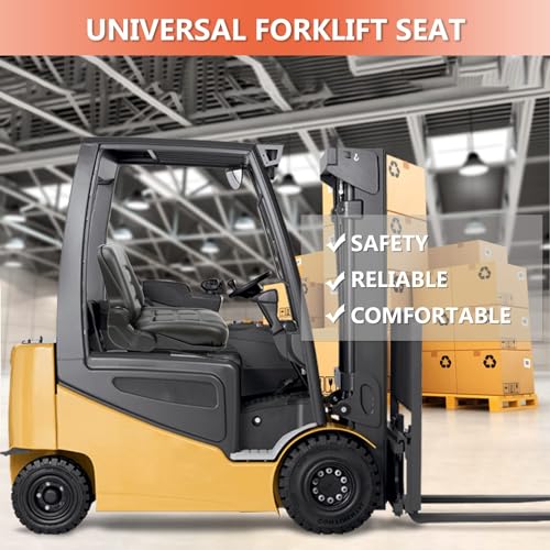 Image of Universal Forklift Seat, Tractor Seat with Adjustable Angle Back,Micro Switch and Slide,for Tractor,Excavator Skid Loader Backhoe Dozer Telehandler ZTR's Equipment Construction