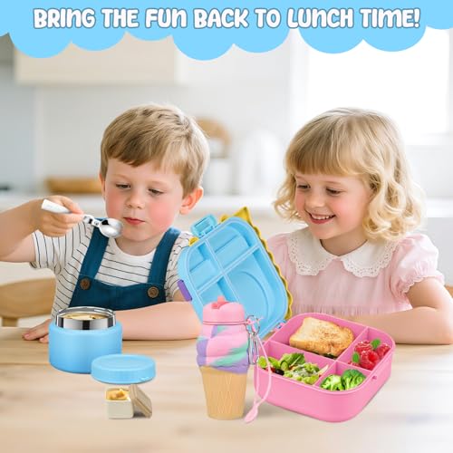Image of Lunch Box Kids, Leak Proof 5 Compartment Bento Box for Kids, 13oz Thermo for Hot Food Kids Lunch Box,Hot Lunch Box for School Travel