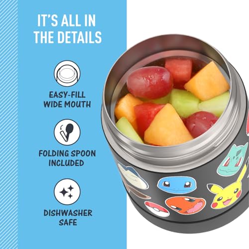 Image of THERMOS FUNTAINER 10 Ounce Stainless Steel Vacuum Insulated Kids Food Jar with Spoon, POKEMON (Pack of 6)