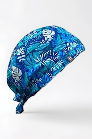 Scrub Cap Sky Blue Leaf