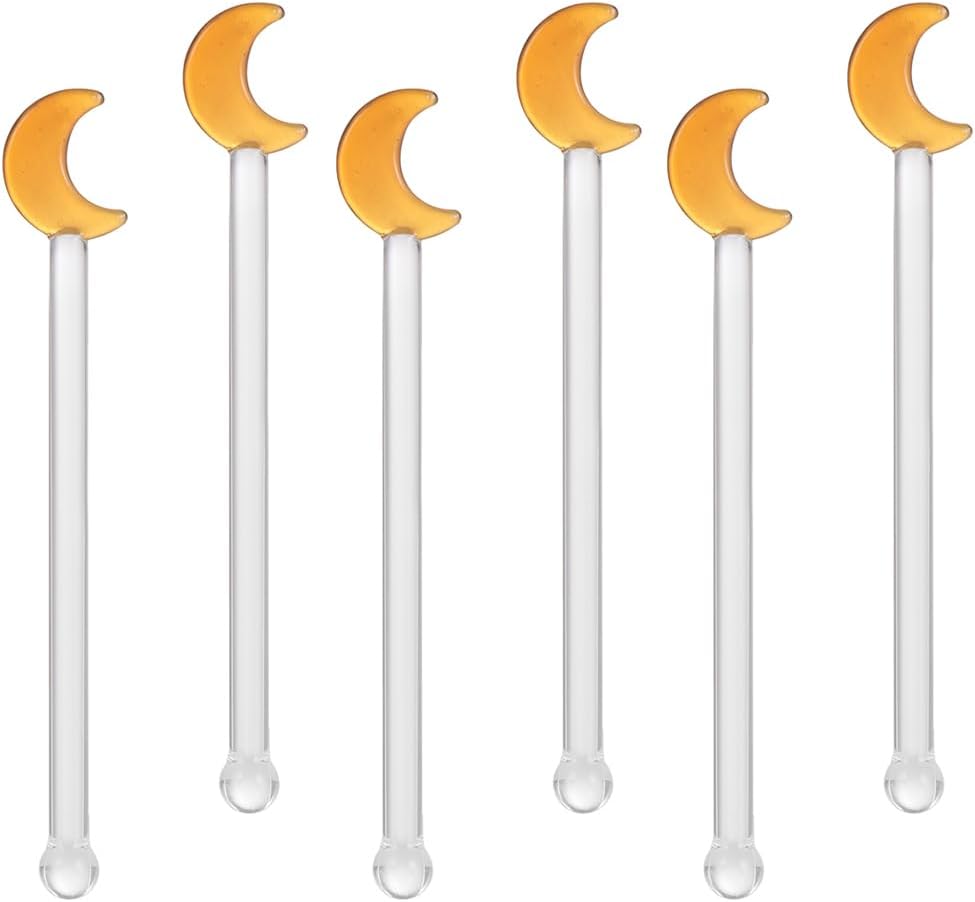 6Pcs Glass Stirring Sticks Ergonomic Transparent Bar Swizzle Rods for Cocktails Coffee Honey Mixing Household Kitchen Use