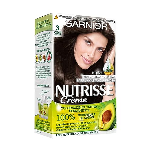 Garnier Nutrisse Creme Coloración Permanente, Tono 3 Castaño Oscuro