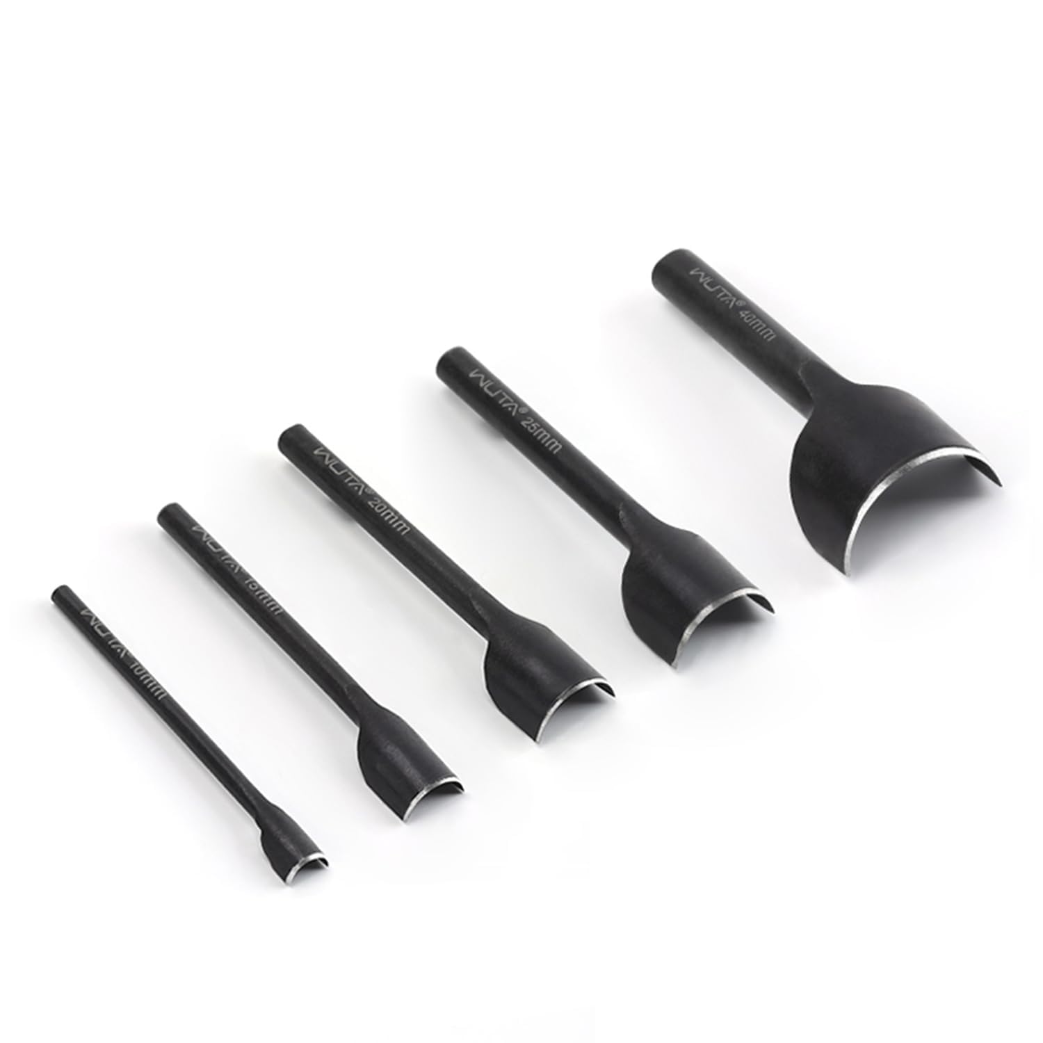 WUTA Perforatrice Demi Ronde en Acier Arc - Lot de 5 Outils Leathercraft pour Poinçonnage Fin, DIY pour la Fabrication de Ceintures, Bracelets Montre et Maroquinerie(10+15+20+25+40mm)