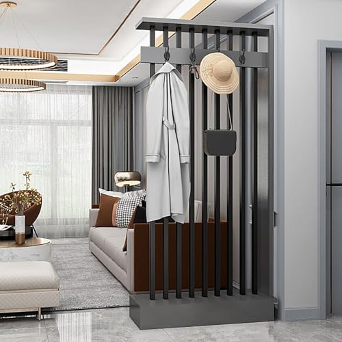 間仕切り 棚 薄型 多用途 パーテーション 部屋仕切り おしゃれ 部屋の仕切り 壁 玄関、小さなアパート、リビングルーム、寝室、オフィスの装飾に(Black+Gray,88*25*202cm)