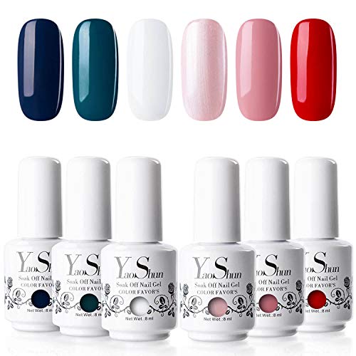 Vernis Semi Permanent Uv Gel Ys Vernis à Ongles Gel Nail Polish Soak Off Manucure Nail Art Kit 6 Couleurs X 8ml Couleur Populaire Lot 04