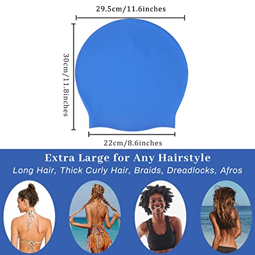 Fivebop 2 Pack Women Silicone Swim Caps Extra Large Swimming Cap For Long Hair Braids Dreadlocks With Ear Plugs And Nose Clip (3Pack-Black+Blue+Pink) #TOP1