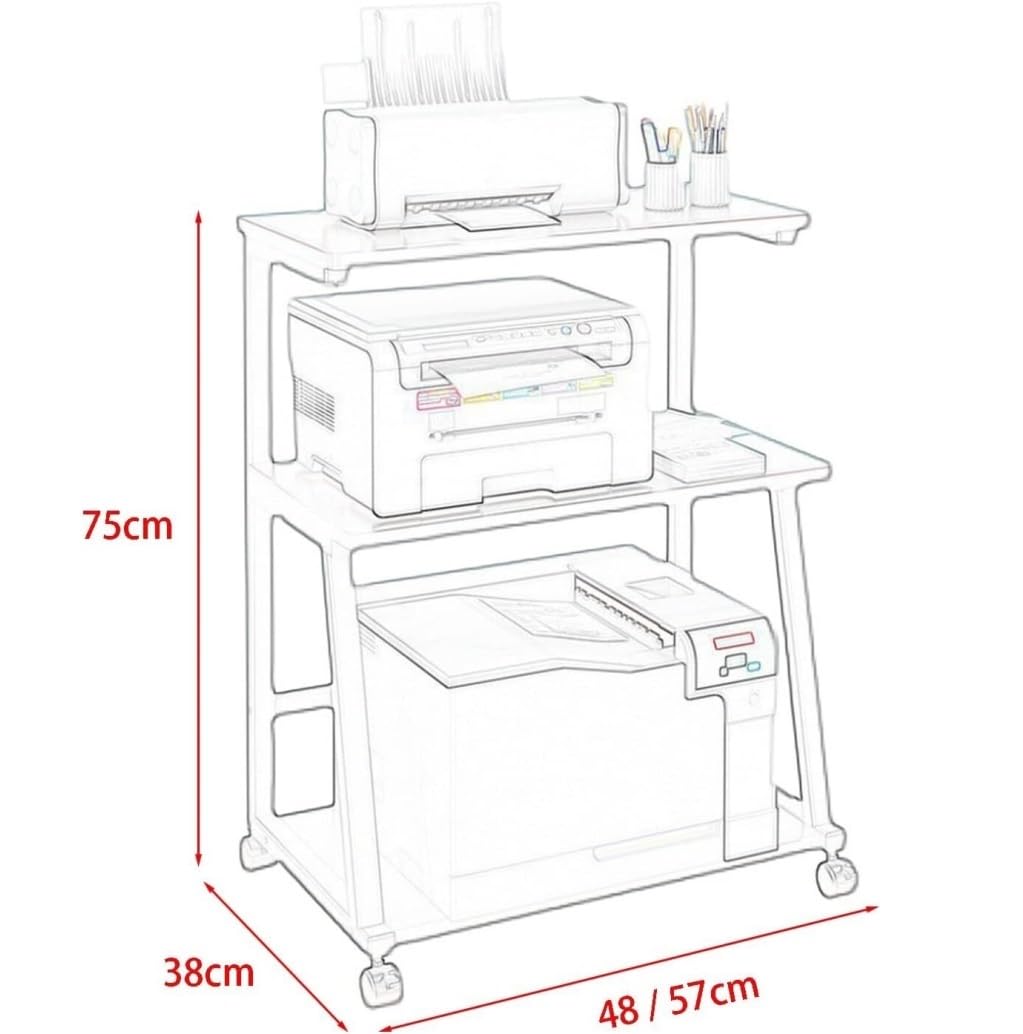Druckerständer Rollender Druckerwagen, Druckerständer, 3-stufiges Druckerregal, Druckerregal Unter Dem Schreibtisch Für Das Heimbüro Druckerständer Schreibtisch ( Color : Black , Size : 48*38*75cm )