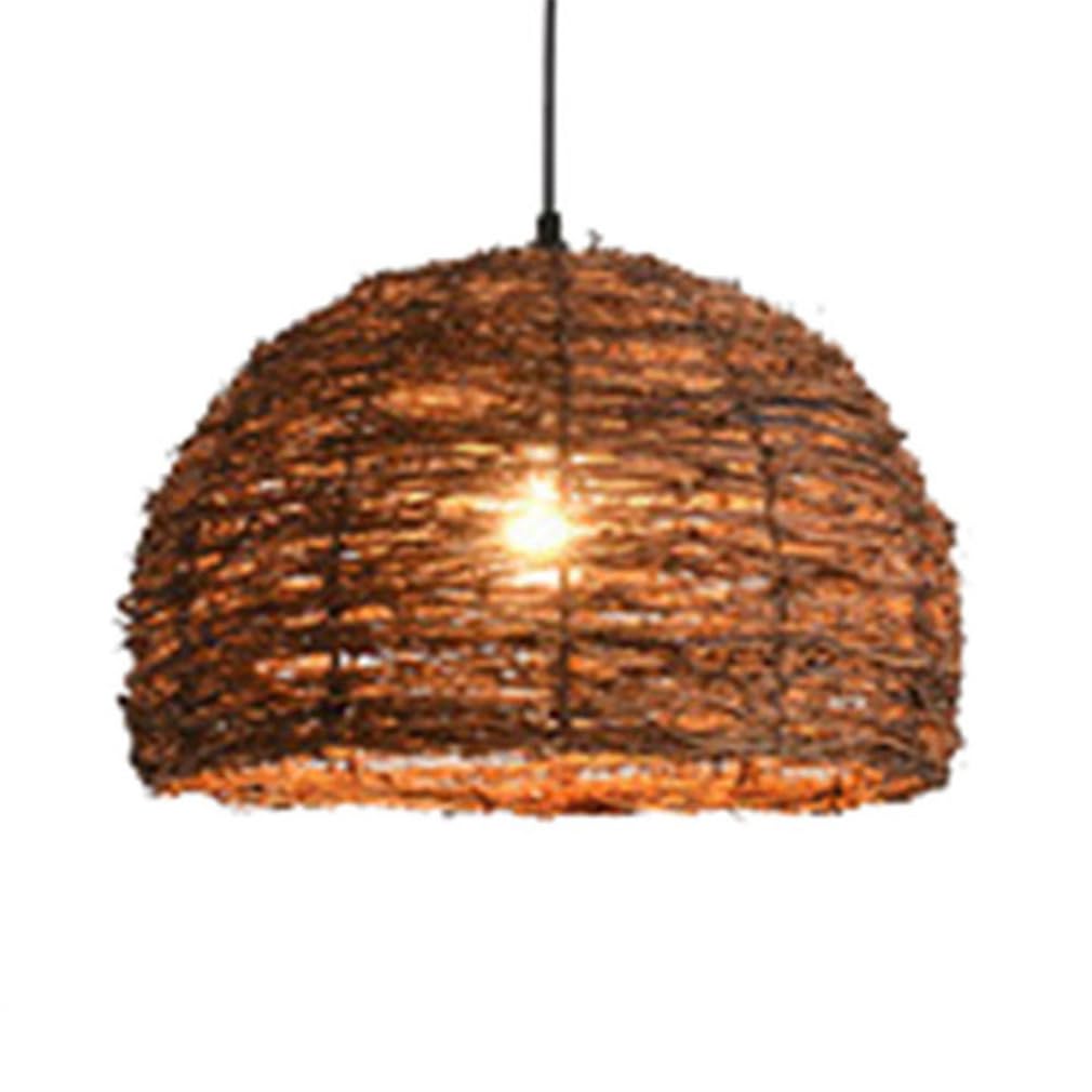 TCHAUSGZOZ American Vintage Rattan Chandelier Pendant Light Fixture - Rustic Brown Wicker Ceiling Lamp for Dining Room, Kitchen Island, and Bedroom, E26 Base, 15.7in(34cm)