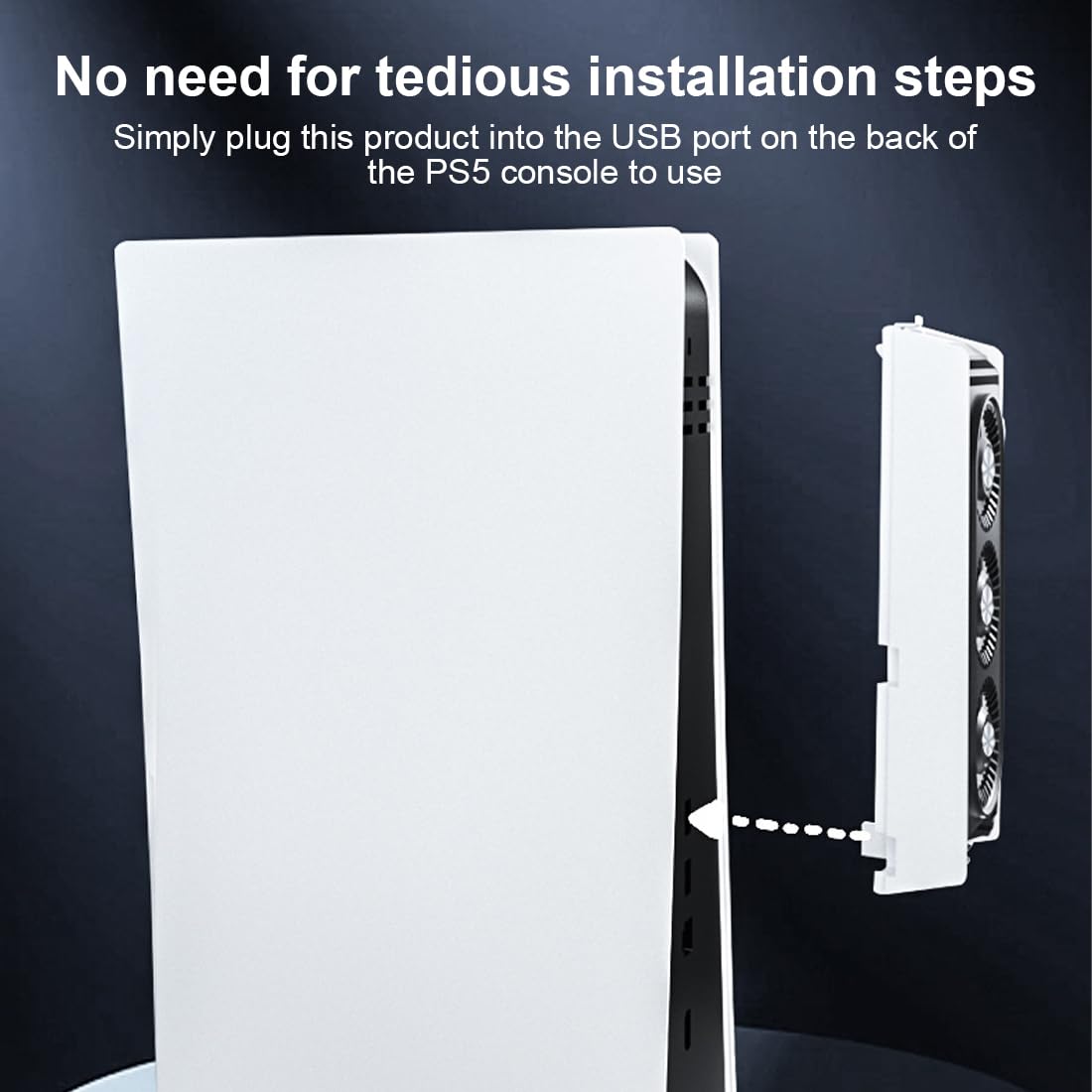 NHQZ Accessori di Raffreddamento per PS5, Ventola di Raffreddamento con LED, Controllo Automatico della Velocità e Hub USB 3.0 per Dischi PS5 ed Edizione Digitale