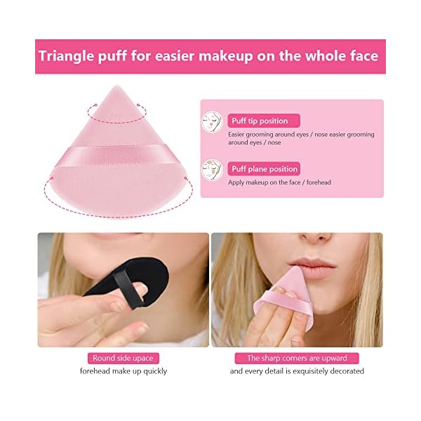 AUAUY 6 PCS Dreieck Makeup Puderquaste, Gesicht Schwämmchen Powder Puff, Waschbar Wiederverwendbar Makeup Sponge, Nass… – Bild 6