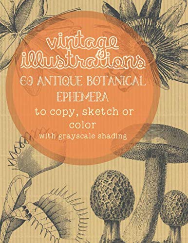 Vintage Illustrations: 60 Antique Botanical Ephemera to Copy, Sketch or Color with grayscale shading