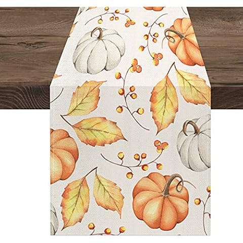 Ekorest Fall Table Runner 72 Inches Long,Harvest Pumpkins Maple Leaves Table Runner,Thanksgiving Decorations for Party,Autumn Rustic Farmhouse Decor for Kitchen Home Dining Table Cover