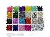 PAMIR TONG 1000pcs Glass Bead Sets for Jewelry Making Kit, 8MM Bracelets Beads Supplies,Imitative Ja