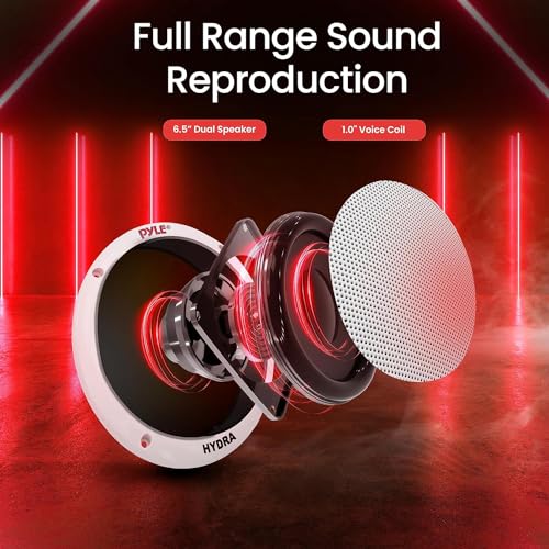 Image of Pyle 6.5 Inch Dual Marine Speakers-2 Way Waterproof & Weather Resistant Outdoor Stereo Sound System with 400 Watt Power,Polypropylene Cone & Butyl Rubber Surround-1 Pair PLMR605W(White) (Pack of 12)