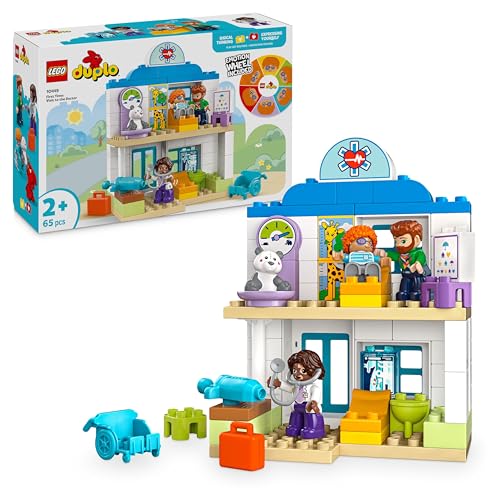 LEGO DUPLO Prime Esperienze: Visita dal Dottore - Giochi Didattici per Bambine e Bambini da 2 Anni - Set Montessori con Costruzioni, 4 Personaggi, Accessori e Carte delle Emozioni - Idea Regalo 10449