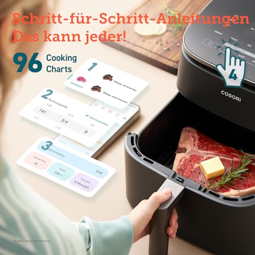 Cosori Turboblaze Heißluftfritteuse Airfryer, 9-in-1 Air Fryer XXL 6L, leiser DC Motor mit 5 Geschwindigkeitsstufen+ Cosori Backpapier für Heißluftfritteuse XXL 4-7,3 L, 100 Stück 20 cm – Bild 8