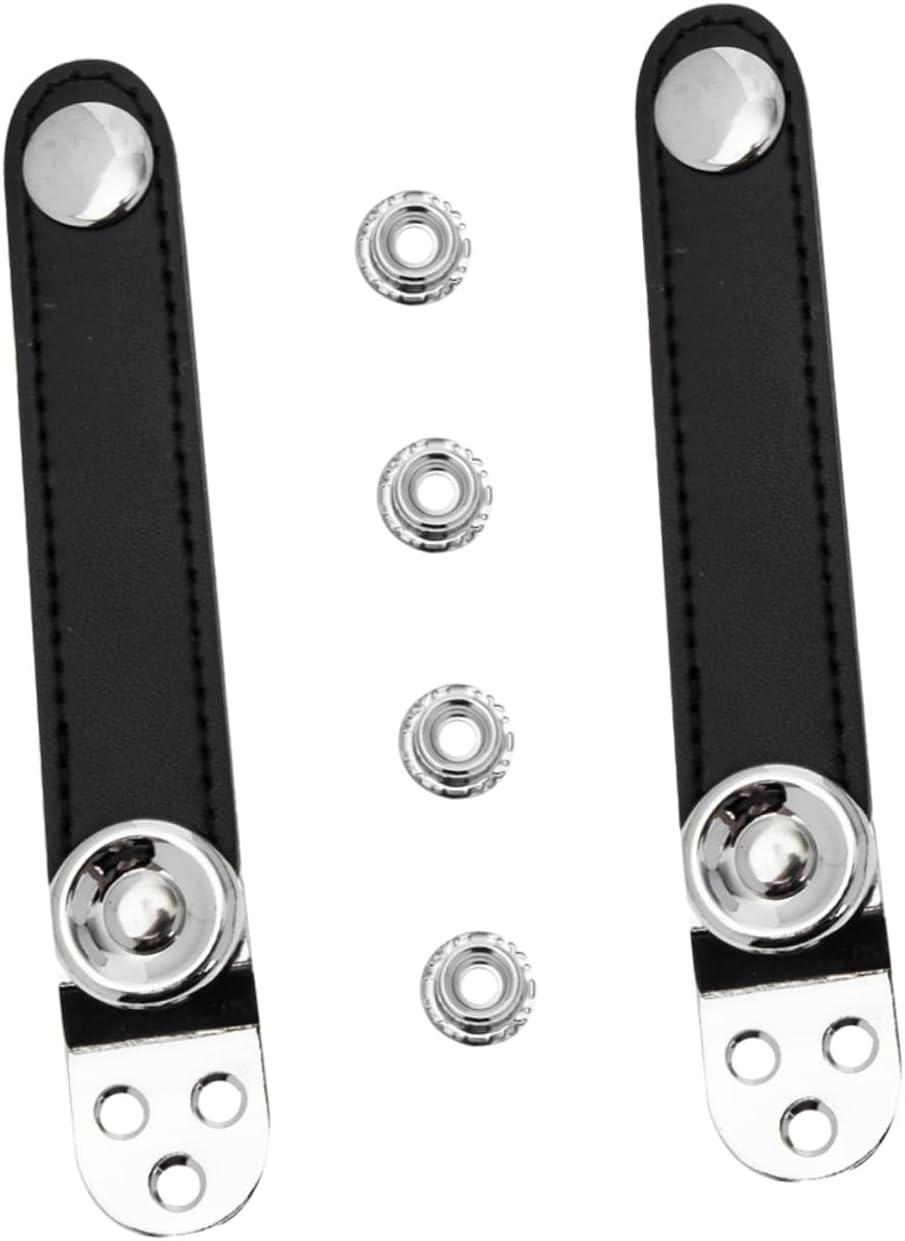 Kisangel 2pcs Black Metal Accordion Bellows Straps Buckles Genuine Leather Extension Straps for Accordion Replacement Sturdy Accessories for Musicians