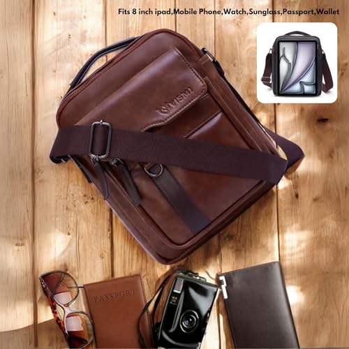 Image of VISMIINTREND Leather Sling Bag for Men Travel | Side Shoulder Messenger Bag for Man | Fits 10 inch ipad | Corporate Gifts for Men | Birthday Gift for Husband /Father | Premium