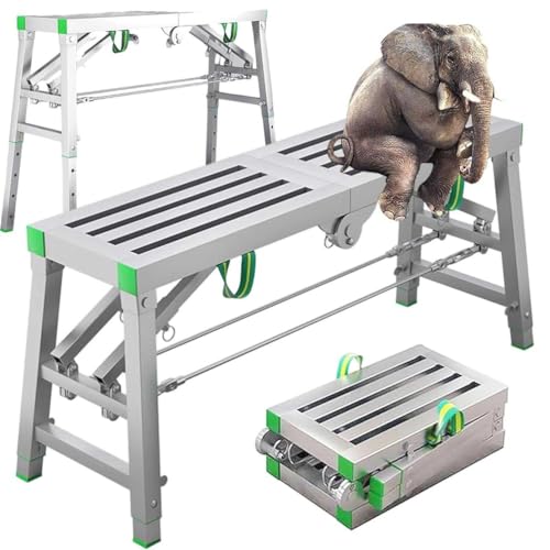 Plataforma Trabajo Plegable Portátil, andamio portátil Plegable, Altura Regulable hasta 400 kg, para Limpieza de Techos, Taburete Escalón para Remolque Vehículo,001,120 * 40cm