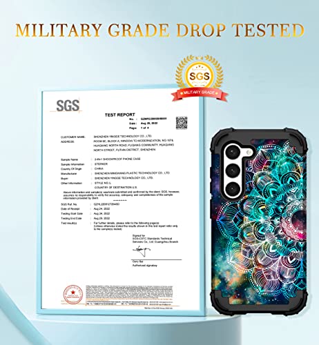 Hocase For Galaxy S23 5G Case, Shockproof Heavy Duty Protection Soft Silicone Rubber Bumper+Hard Plastic Hybrid Protective Case For Samsung Galaxy S23 (6.1" Display) 2023 - Mandala In Galaxy #TOP1