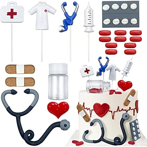 Nurse Cake Topper Nursing Cupcake Toppers Nurse Graduation Cake Decorations RN Theme Party Favors Nurse Decorations for Nursing Graduation Party Doctor Nurse Party Supplies Cover