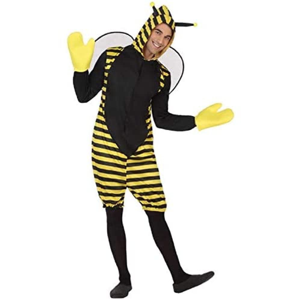 Atosa | Disfraz Abeja para Hombre y Mujer | Incluye Mono Amarillo con Capucha, Alas y Guantes | Disfraz Original y Divertido para Adultos | Carnaval, Halloween y Fiestas Temáticas | Amarillo | M-L