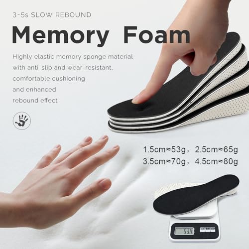 Image of 1Pair Memory Foam Invisible Height Increasing Insoles Soft Breathable Heel Lifting Inserts Pain Relief Heel Lift Height Booster for Unisex Men Women