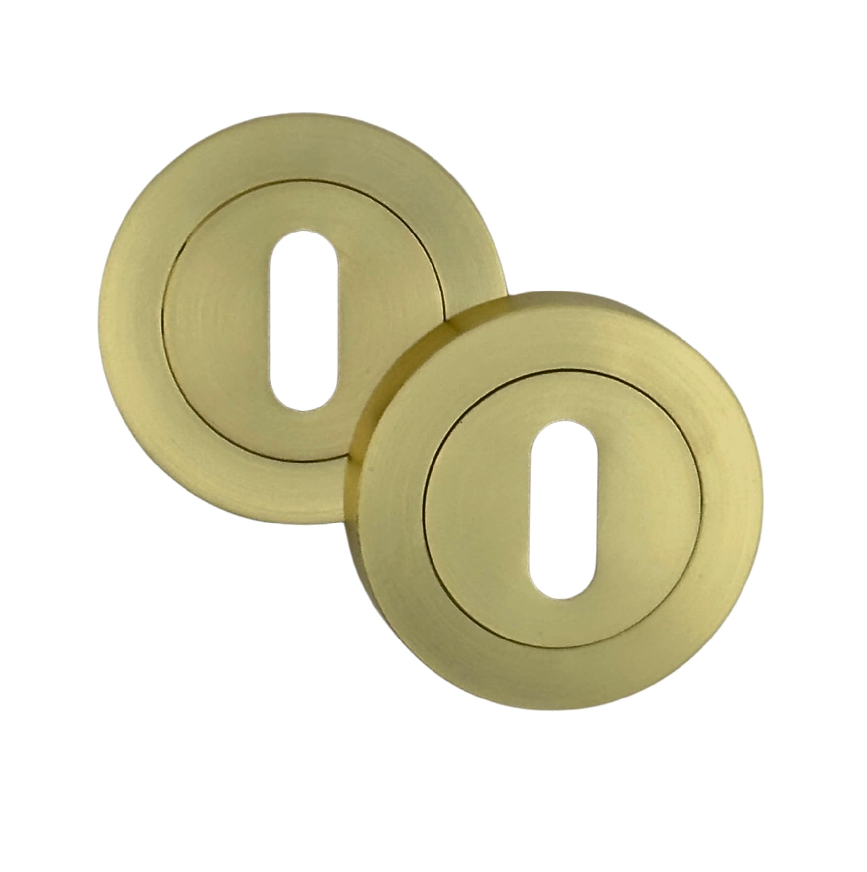 AXS Hardware Escutcheon Pair 52mm – Euro Profile & Oval Profile – Door Keyhole Cover on Rose – Internal Door Hardware – Satin Brass, Antique Brass, Matt Black (Satin Brass, Oval Escutcheon)